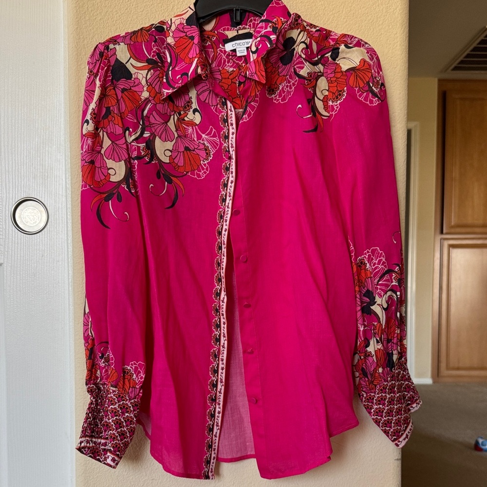 Chico's Pink Floral Blouse